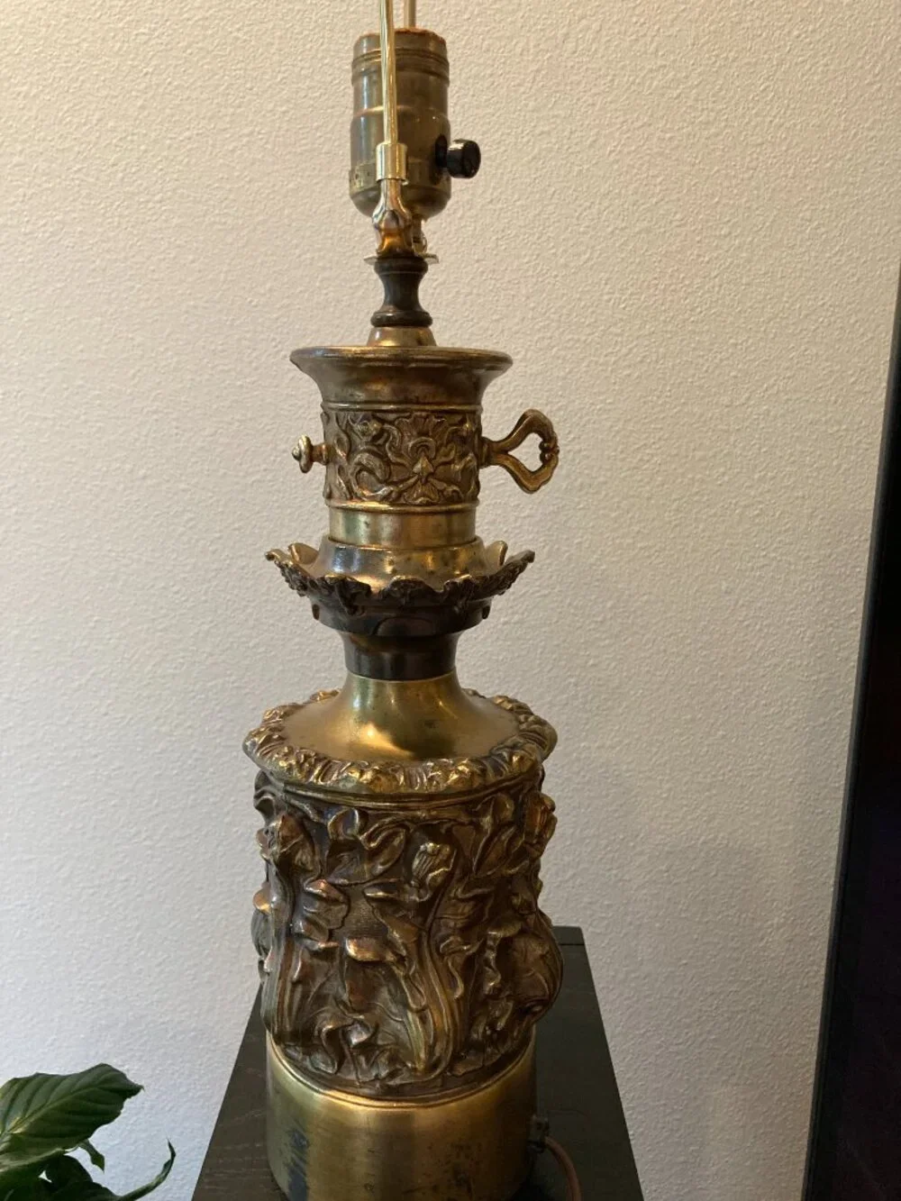 Brass lamp floral vintage 16.5